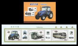 North Korea 2018 Mih. 6508/10 Automobile Transport. Tractor. Truck. Bus (booklet) MNH ** - Corea Del Norte