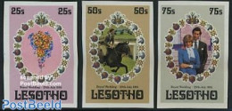 Lesotho 1981 Charles & Diana Wedding 3v Imperforated, Mint NH, History - Charles & Diana - Kings & Queens (Royalty) - Royalties, Royals