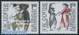 Liechtenstein 1999 Goethe 250th Birthday 2v, Mint NH, History - Germans - Art - Authors - Ungebraucht