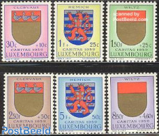Luxemburg 1959 Caritas, Coat Of Arms 6v, Mint NH, History - Nature - Religion - Coat Of Arms - Ducks - Christmas - Ungebraucht