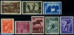 Romania 1937 Sports 8v, Unused (hinged), Nature - Sport - Horses - Athletics - Football - Kayaks & Rowing - Skiing - S.. - Ongebruikt