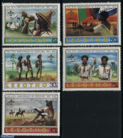 Lesotho 1982 75 Years Scouting 5v, Mint NH, Nature - Sport - Horses - Scouting - Lesotho (1966-...)