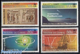 Tristan Da Cunha 1986 Halleys Comet 4v, Mint NH, Science - Transport - Various - Astronomy - Ships And Boats - Maps - .. - Astrologia
