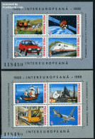 Romania 1988 Intereuropa 2 S/s, Mint NH, Science - Transport - Telecommunication - Post - Automobiles - Aircraft & Avi.. - Unused Stamps