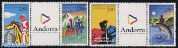 Andorra, French Post 1994 Sport 2x2v+tab [:T:], Mint NH, Nature - Sport - Fish - Fishing - Horses - Cycling - Mountain.. - Ungebraucht