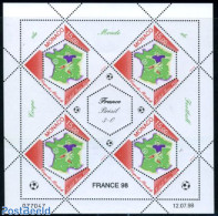 Monaco 1998 World Cup Football M/s, Mint NH, Sport - Various - Football - Maps - Unused Stamps