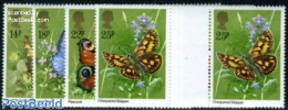 Great Britain 1981 Butterflies 4v, Gutter Pairs, Mint NH, Nature - Butterflies - Unused Stamps