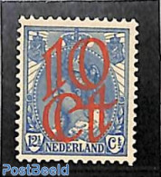 Netherlands 1923 10c @ 12.5c Blue, Stamp Out Of Set, Unused (hinged) - Unused Stamps