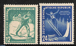 Germany, DDR 1952 Wintersport Games 2v, Mint NH, Sport - Skiing - Sport (other And Mixed) - Ongebruikt