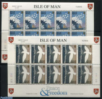 Isle Of Man 1995 Europa 2 M/ss (= 10sets), Mint NH, History - Nature - Europa (cept) - Birds - Pigeons - Isla De Man