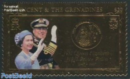 Saint Vincent 1999 Elizabeth II Golden Wedding 1v, Gold, Mint NH, History - Kings & Queens (Royalty) - Familles Royales