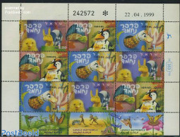 Israel 1999 Children Television M/s, Mint NH, Nature - Birds - Butterflies - Turtles - Art - Children's Books Illustra.. - Unused Stamps (with Tabs)