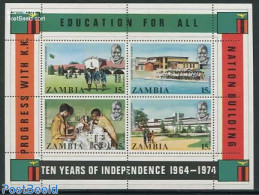 Zambia 1974 Independence Anniversary S/s, Mint NH, Science - Education - Zambia (1965-...)