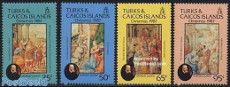 Turks And Caicos Islands 1987 Christmas 4v, Mint NH, Religion - Christmas - Art - Paintings - Natale