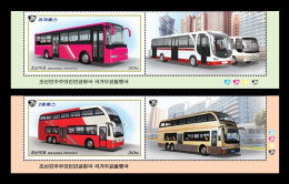 North Korea 2021 Mih. 6827/28 Passenger Buses (with Labels) MNH ** - Korea (Noord)