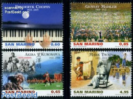 San Marino 2010 Art 4v, Mint NH, Nature - Performance Art - Horses - Music - Musical Instruments - Art - Authors - Nuovi