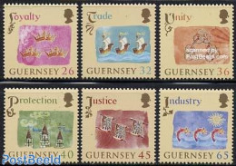 Guernsey 2004 Normandy To France 6v, Mint NH, History - Transport - History - Ships And Boats - Ships