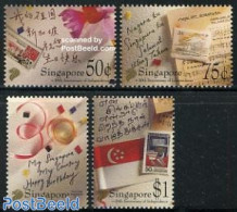 Singapore 1995 Independence Anniversary 4v, Mint NH, Performance Art - Music - Stamps On Stamps - Art - Handwriting An.. - Music