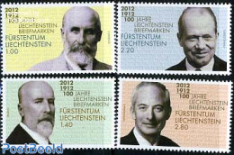 Liechtenstein 2012 100 Years Stamps 4v, Mint NH, History - Kings & Queens (Royalty) - 100 Years Stamps - Ongebruikt