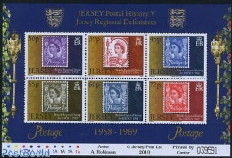 Jersey 2010 Postal History 6v M/s, Mint NH, Stamps On Stamps - Stamps On Stamps