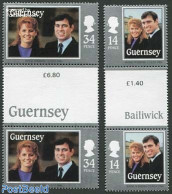 Guernsey 1986 Andrew & Sarah Wedding 2v, Gutter Pairs, Mint NH, History - Kings & Queens (Royalty) - Royalties, Royals