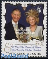 Pitcairn Islands 2005 Charles & Camilla Wedding 1v, Mint NH, History - Coat Of Arms - Kings & Queens (Royalty) - Königshäuser, Adel