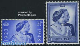 Great Britain 1948 Silver Wedding 2v, Mint NH, History - Kings & Queens (Royalty) - Neufs