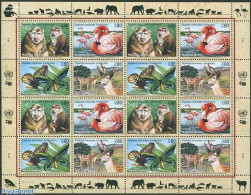 United Nations, Geneva 1998 Endangered Animals M/s, Mint NH, Nature - Animals (others & Mixed) - Birds - Butterflies -.. - Other & Unclassified