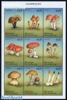 Central Africa 1999 Mushrooms 9v M/s (9x440F), Mint NH, Nature - Mushrooms - Funghi