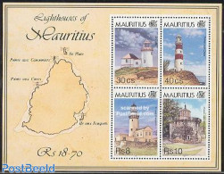 Mauritius 1995 Lighthouses S/s, Mint NH, Various - Lighthouses & Safety At Sea - Maps - Phares