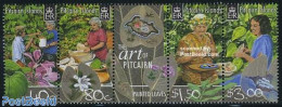 Pitcairn Islands 2003 The Art Of Pitcairn 4v+tab [::T::], Mint NH, Nature - Transport - Flowers & Plants - Ships And B.. - Boten