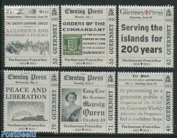 Guernsey 2013 Guernsey Newspapers 6v, Mint NH, History - Kings & Queens (Royalty) - Newspapers & Journalism - World Wa.. - Königshäuser, Adel