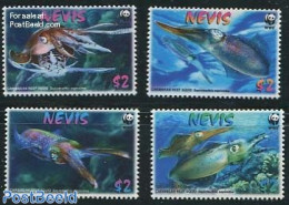 Nevis 2009 WWF, Squid 4v, Mint NH, Nature - Fish - World Wildlife Fund (WWF) - Fishes