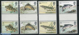 Great Britain 1983 Fish 4v, Gutter Pairs, Mint NH, Nature - Fish - Nuovi