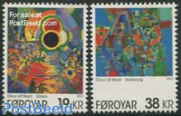 Faroe Islands 2013 Olivur Vid Neyst Paintings 2v, Mint NH, Art - Modern Art (1850-present) - Paintings - Altri & Non Classificati