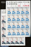 Liechtenstein 1988 Europa, 2 M/ss, Mint NH, History - Science - Transport - Europa (cept) - Telecommunication - Railways - Nuovi