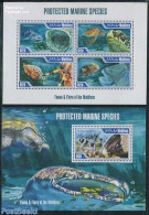 Maldives 2013 Protected Marine Species 2 S/s, Mint NH, Nature - Fish - Shells & Crustaceans - Turtles - Vissen