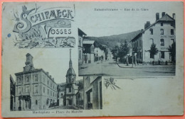 CARTE SCHIRMECK - 88 - RUE DE LA GARE & PLACE DU MARCHE -2 SCANS-20 - Andere & Zonder Classificatie