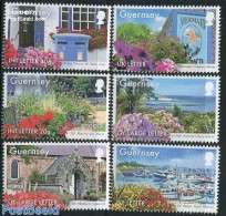 Guernsey 2014 Flowers All Over The Country 6v, Mint NH, Nature - Transport - Flowers & Plants - Mail Boxes - Ships And.. - Post