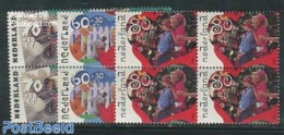 Netherlands 1991 Child Welfare 3v, Blocks Of 4 [+], Mint NH, Sport - Various - Cycling - Toys & Children's Games - Unused Stamps