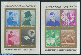 Ajman 1967 J.F. Kennedy 2 S/s Imperforated, Mint NH, History - American Presidents - Adschman