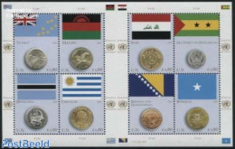 United Nations, Vienna 2015 Flags & Coins 8v M/s, Mint NH, History - Various - Flags - Money On Stamps - Monedas
