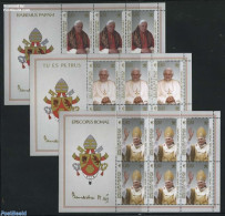 Vatican 2005 Pope Benedict XVI, 3 M/s, Mint NH, Religion - Pope - Ongebruikt