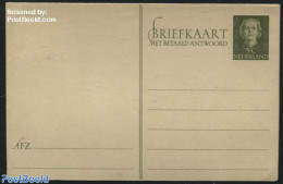 Netherlands 1950 Reply Paid Postcard 5+5c, Unused Postal Stationary - Lettres & Documents