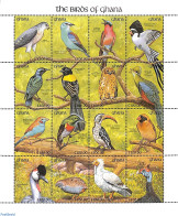 Ghana 1991 Birds 16v M/s, Mint NH, Nature - Birds - Owls - Otros & Sin Clasificación