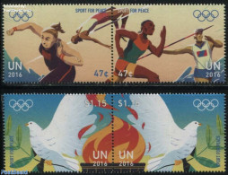 United Nations, New York 2016 Sport For Peace 4v (2x[:]), Mint NH, Nature - Sport - Birds - Athletics - Olympic Games .. - Leichtathletik