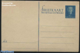 Netherlands 1949 Reply Paid Postcard  6+6c Blue, Unused Postal Stationary - Lettres & Documents