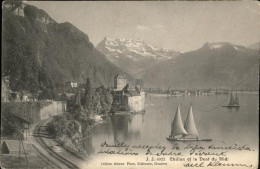 11353538 Chillon Chateau Lac Leman Et Les Dents Du Midi Chemin De Fer Montreux - Autres & Non Classés