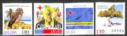 Aruba 2018 Personal Stamps 4v, Mint NH, History - Nature - Various - Flags - Birds - Birds Of Prey - Owls - Trees & Fo.. - Rotary Club