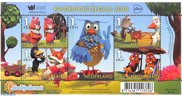 Netherlands 2018 Child Welfare, Fabeltjeskrant S/s, Mint NH, Nature - Owls - Art - Children's Books Illustrations - Nuevos